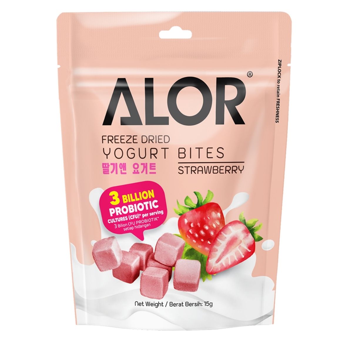 Alor Freeze Dried Yogurt Bites Strawberry Flavor 15g 