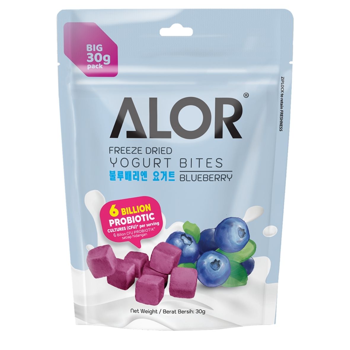 Alor Freeze Dried Yogurt Bites Blueberry Flavor 30g 