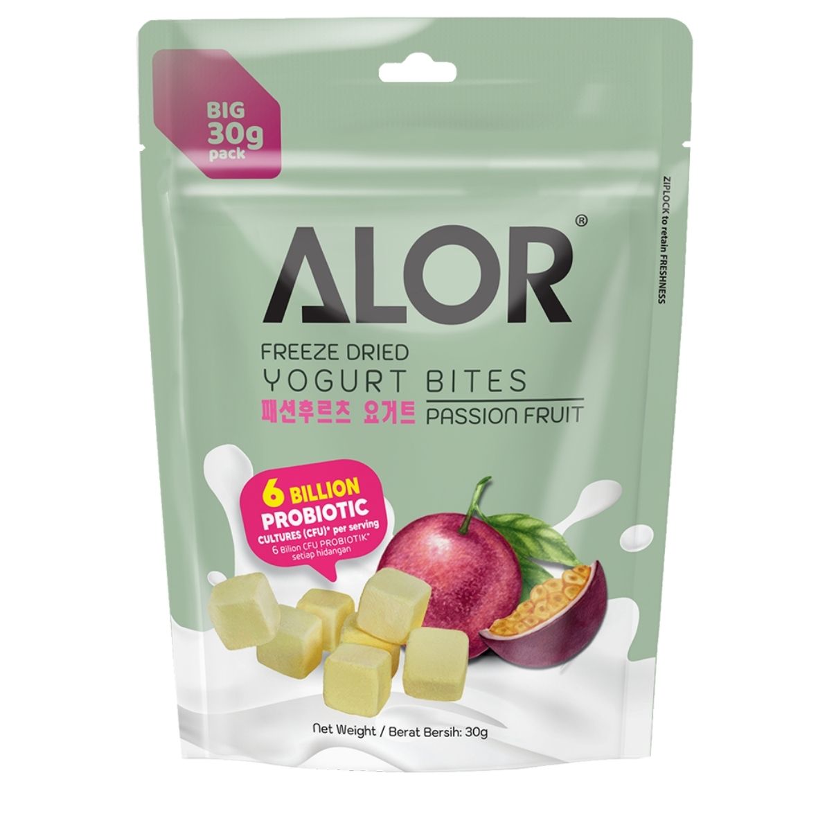 Alor Freeze Dried Yogurt Bites Passion Fruit Flavor 30g 