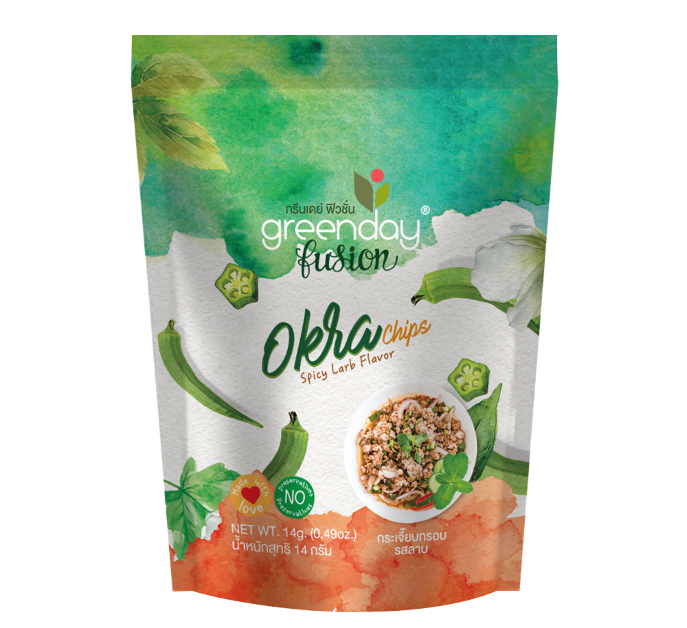 Okra Chips with Spicy Larb Flavor